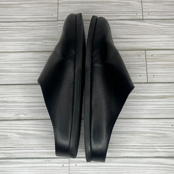 Mansur Gavriel Women's Black Leather Round Toe Flat Slip-On Mules Shoes Size 38 - Picture 4 of 8
